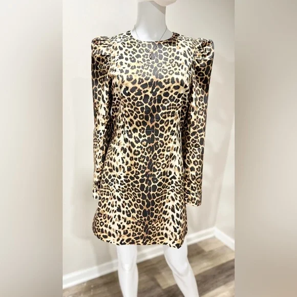 NWT Tuckernuck x India Hicks Leopard Domino Mini Dress S Puff Sleeve - Picture 6 of 15